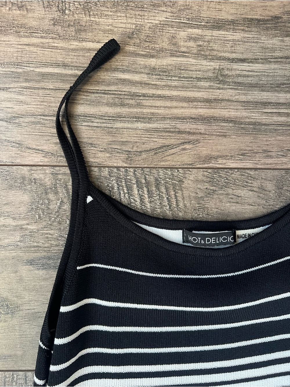 Hot & Delicious Black and White Striped Knit Cami Tank